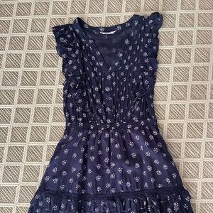 BB Dakota Blue and White Ruffled Tiered Sundress